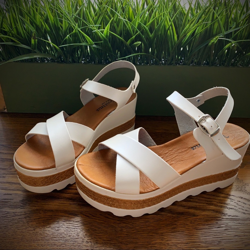 Italian made white leather sandals